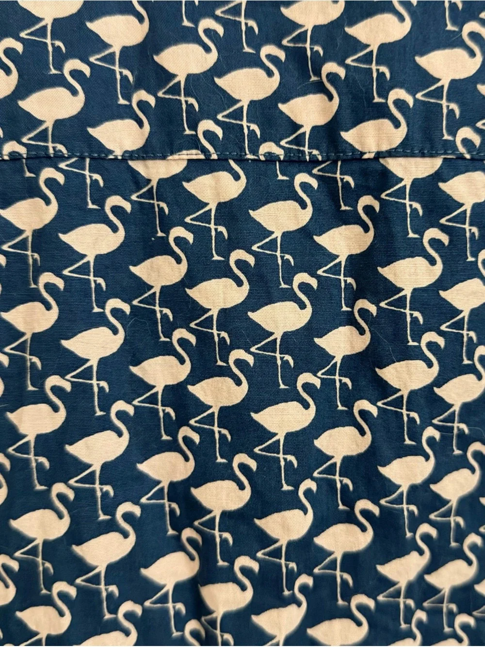 J. Crew Navy Short-Sleeve Button-Down with Light Pink Flamingo Print Sz 2XL